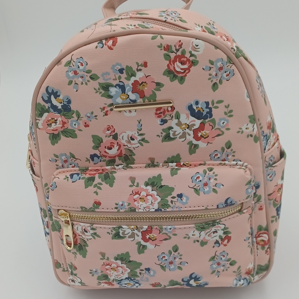 Pink Backpack with Flowers